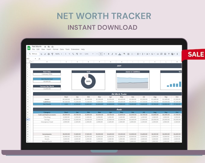 Net Worth Tracker Spreadsheet Template Google Sheets Excel Annual Net Worth