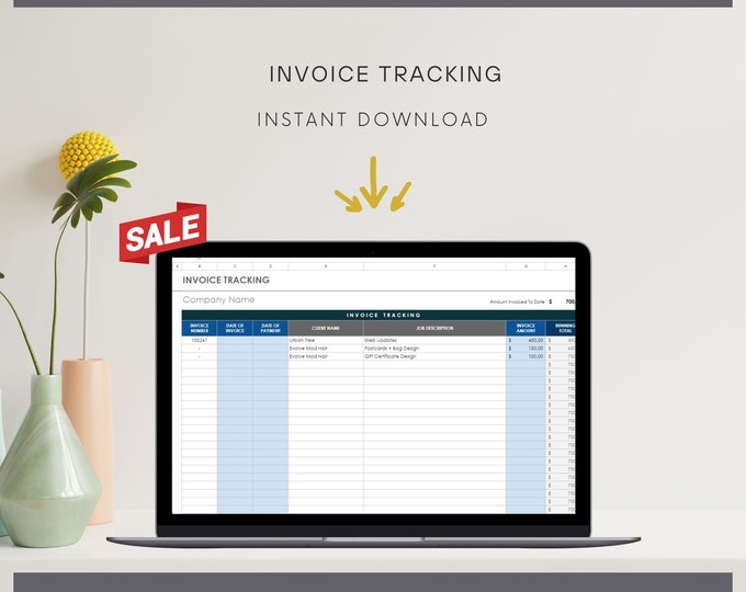Invoice Tracking Template for Small Businesses - Excel Spreadsheet for Financial Management and Organization