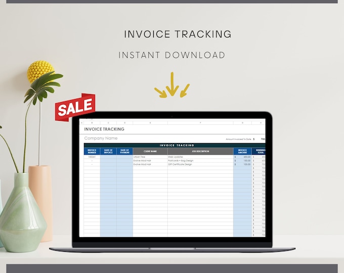 Invoice Tracker Excel Template, Payment and Due Date Tracker for Small Business