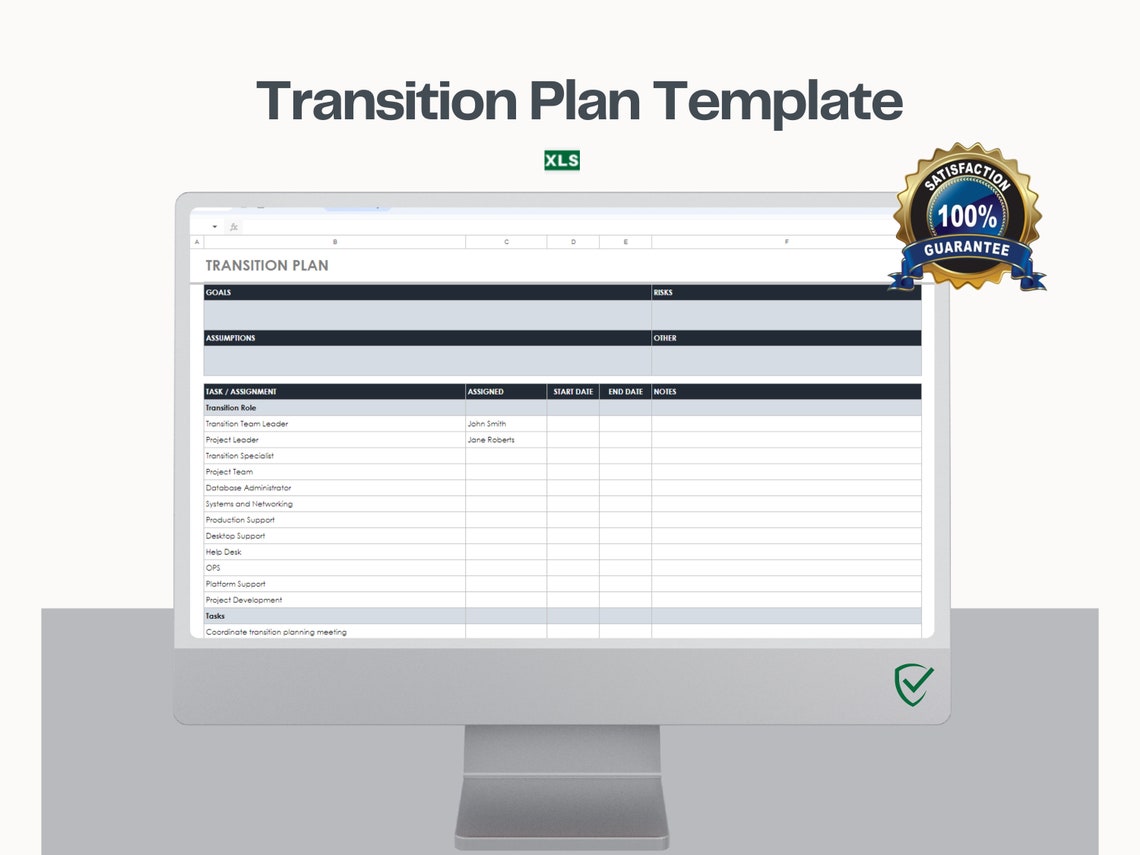 Transition Plan Template Excel Sheet, Change Management Resource ...