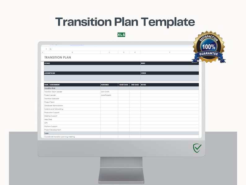 Transition Plan Template Excel Sheet, Change Management Resource ...