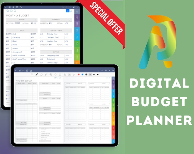 Digital Budget Planner for Goodnotes, Notability, Finance Planner, Budget Tracker Template for iPad, Android