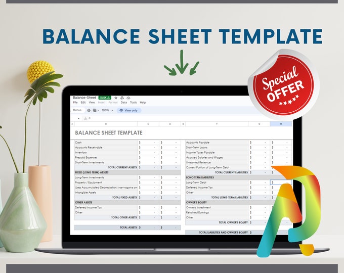 Editable Small Business Balance Sheet Template (Excel Spreadsheet)