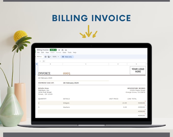 SIMPLE INVOICE TEMPLATE | Editable Billing Form | Price List Template | Invoice Tracker | excel | xlsx