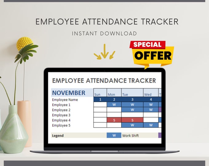 Efficient Employee Attendance Tracker Template for Organized Workforce Management - Printable Excel Sheet for HR Management
