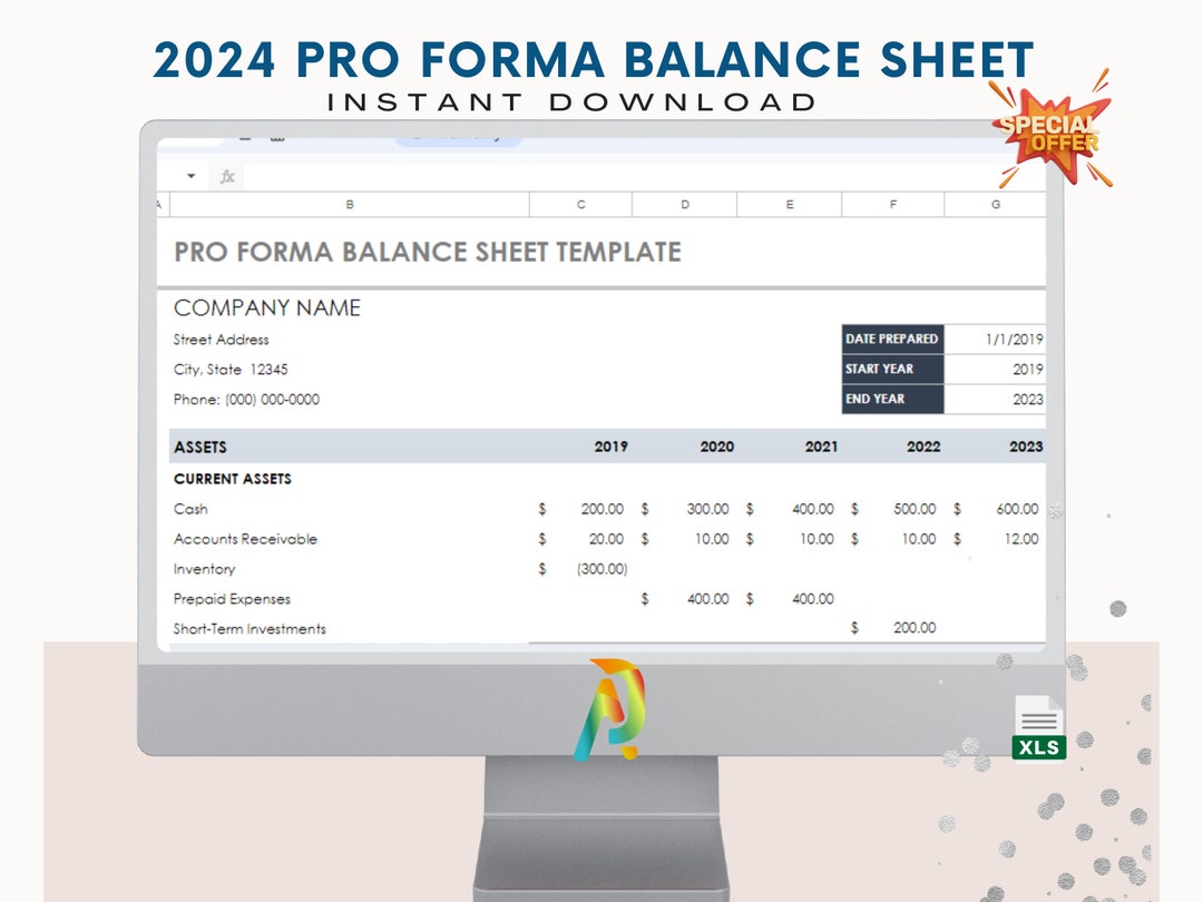 Pro Forma Balance Sheet Excel Template | Business Balance Tracker | Pro ...