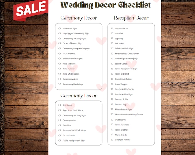 Wedding Decor Checklist