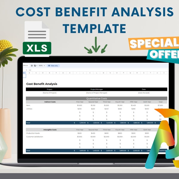 Kosten-Nutzen-Rechnung Excel Vorlage | Kostenübersicht Kosten-Nutzen-Diagramm | Kosten-Nutzen Bewertung | Kosten-Nutzen-Rechnung | CBA-Arbeitsblatt