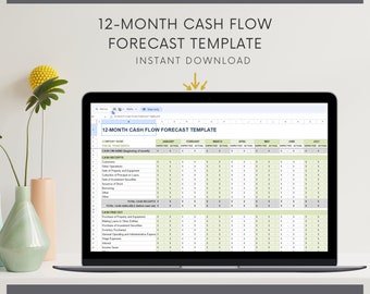 Small Business Cash Flow Forecast Template, Financial Planner for Small Business, Excel Spreadsheet