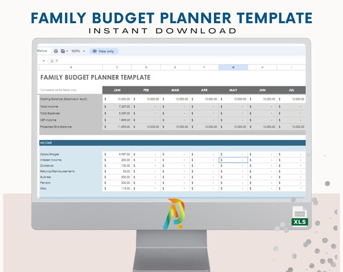 Family Annual Budget Excel Spreadsheet Google Sheets Monthly Biweekly Budget Tracker Couple Financial Planner Bill Calendar Debt Tracker