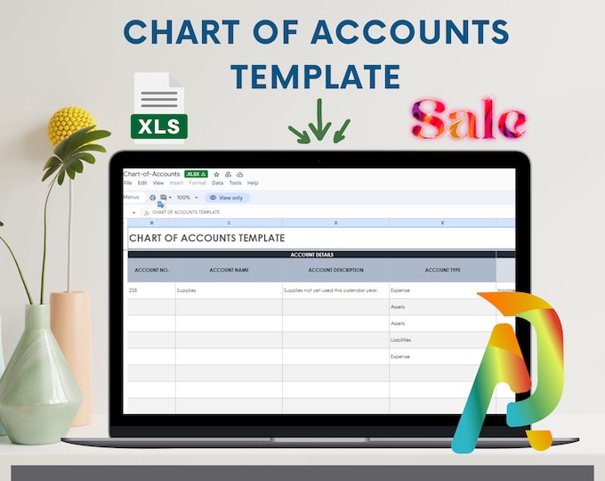 Chart of Accounts Template for Google Sheets and Excel, Small Business Bookkeeping