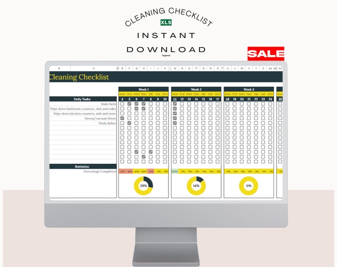 Cleaning Checklist Spreadsheet, Daily Weekly Monthly Cleaning Schedule, Household Management Tool, Instant Download