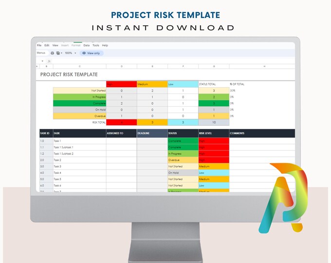 Project Risk Management Template, Guide Tool, Risk Register Excel Spreadsheet, Risk Assessment Log, Risk Response Template,Risk Matrix