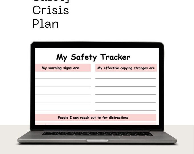 Crisis Safety Plan, Safety Crisis Plan Worksheet, Safety Plan Template, Suicide Prevention, Coping Tool, Therapy Form, Therapeutic Worksheet