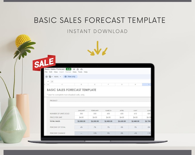 Sales Forecast Excel Template for Small Business, Sales Growth Tracker and Analysis