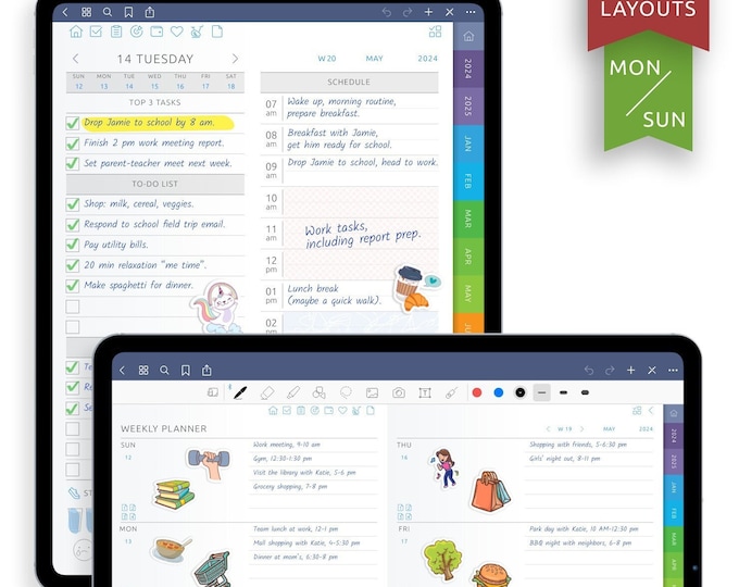 Customizable Work Planner for Samsung Tablet, Hyperlinked Business PDF (Digital Download)