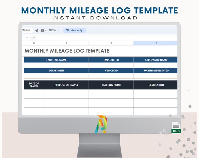 Mileage Tracker Excel, Mileage Log Printable, Work Trip Miles Tracker, Business Mileage Log, Monthly Mileage Report Form, Mileage Log
