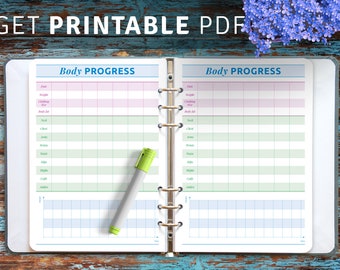 Body progress template - Body Measurements Tracker Printable, Fitness Progress Sheet, Body Transformation Template