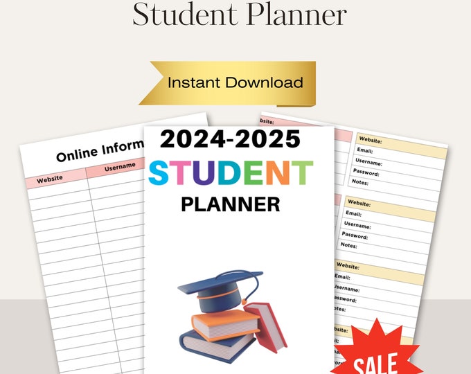 College Student Planner Printable Undated University Academic School Planner