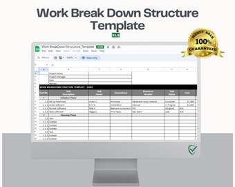 Work Breakdown Structure, Project Management Template, Project Planner, Project Template, Project Plan, Project Manager, Instant Download