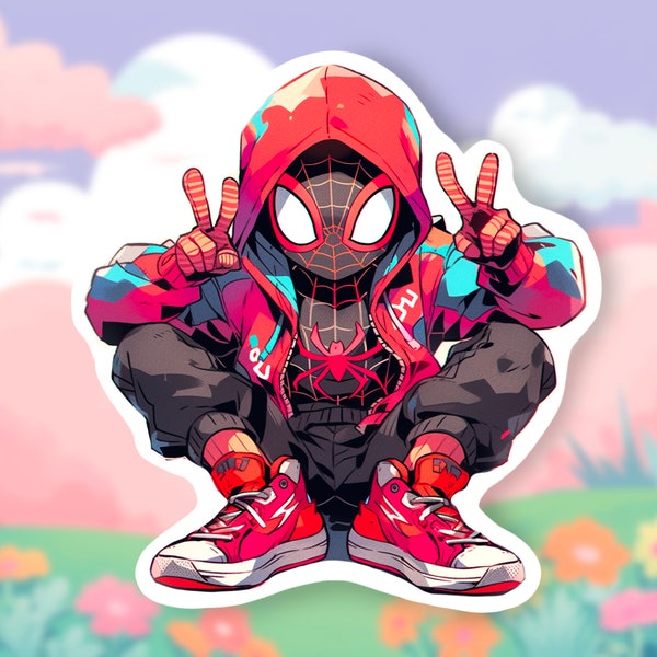 Miles Morales Sticker, Spiderman, spiderverse, matte, holographic, glossy, laptop, water bottle, hydroflask, gift, sticker