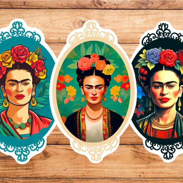 Frida Kahlo inspired Sticker, sticker, water bottle sticker, vinyl sticker, waterproof sticker, laptop sticker, matte sticker