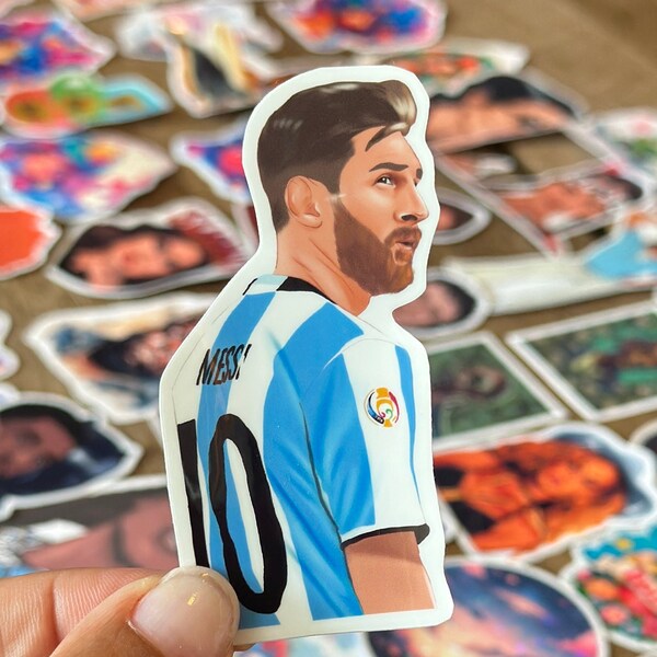 Messi glossy vinyl sticker, or matte sticker, laptop sticker