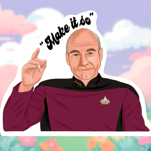 Picard sticker, star trek, stng, tv, funny, gift, meme, matte, holographic, glossy, laptop, water bottle, hydro flask, sticker