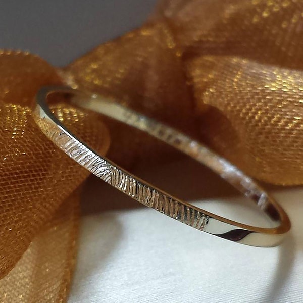 Slim solid 14kt 18kt 950 Platinum fingerprint ring , top outside engraved inside ring engraving , rose gold , white gold , yellow gold