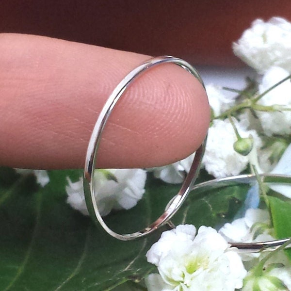 Super Thin Platinum band ring, thin slim platinum ring  1mm platinum wedding band spacer ring petite narrow skinny domed tapered low profile