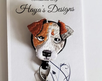 Jack Russell Terrier Badge Reel Holder Clip Cover Dog Animal Vet Tech ID Charm