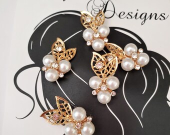 Bridal Rhinestones and Pearls-Hair Swirls-Spins-Spirals-Twists-Spin Pins-Bridesmaids-Ballroom Dancers