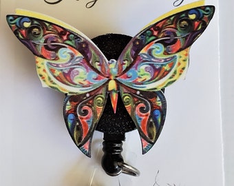 Office Staff Gifts Birthday Gifts for Her Teacher Gifts Graduation Gifts Butterfly Badge Reel Personalized Pink Butterfly Badge Holder