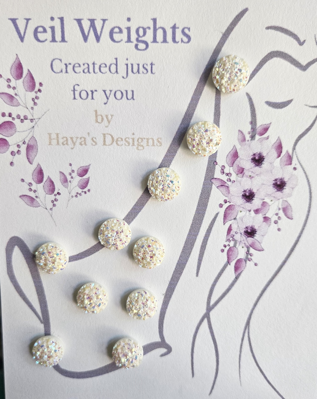 Veil Weights, Ivory AB Glimmer Wedding Veil Weights, Bridal, Elegant