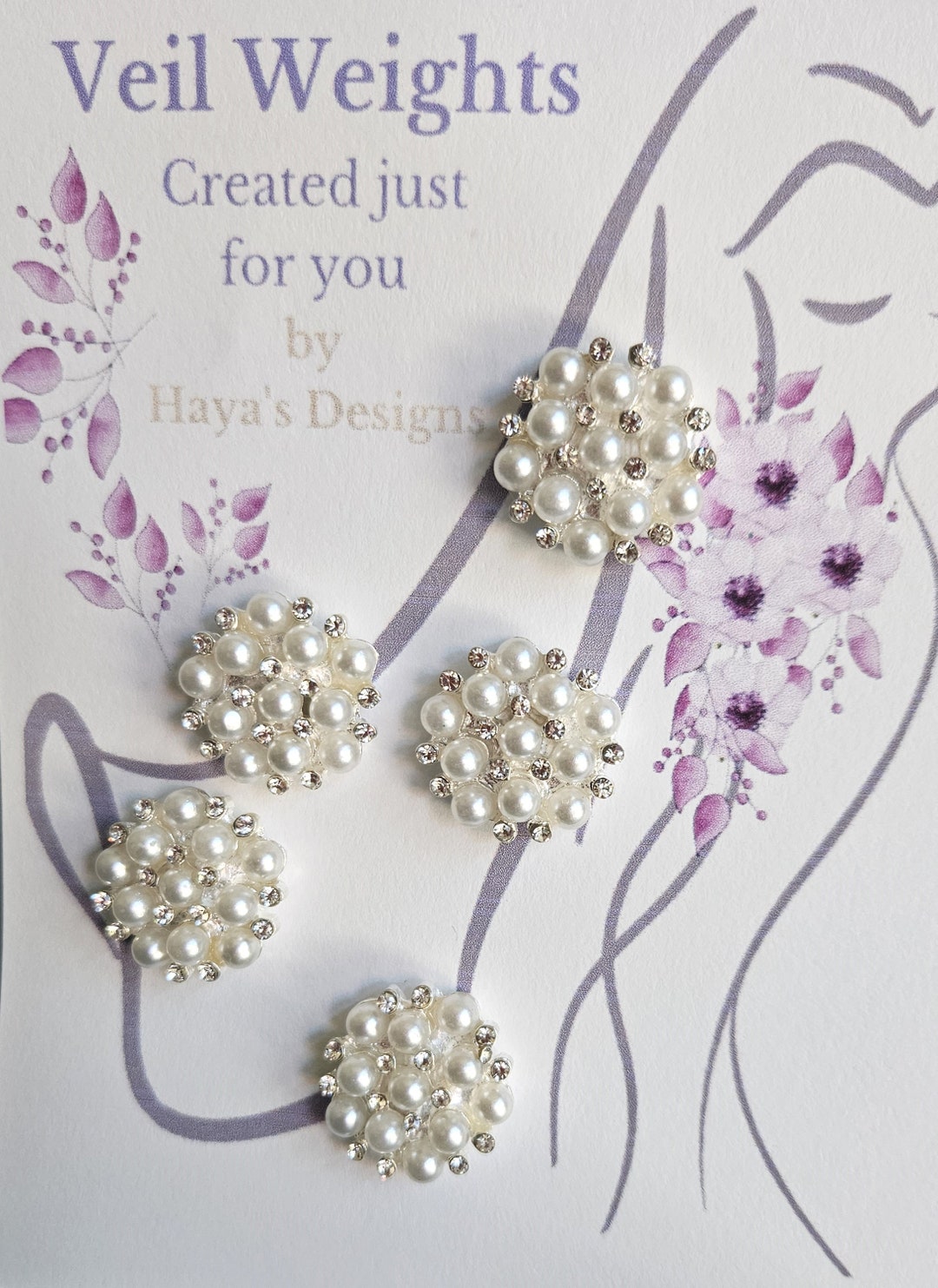 Veil Weights Pearl & Crystal Flower Veil Weights Bridal Etsy