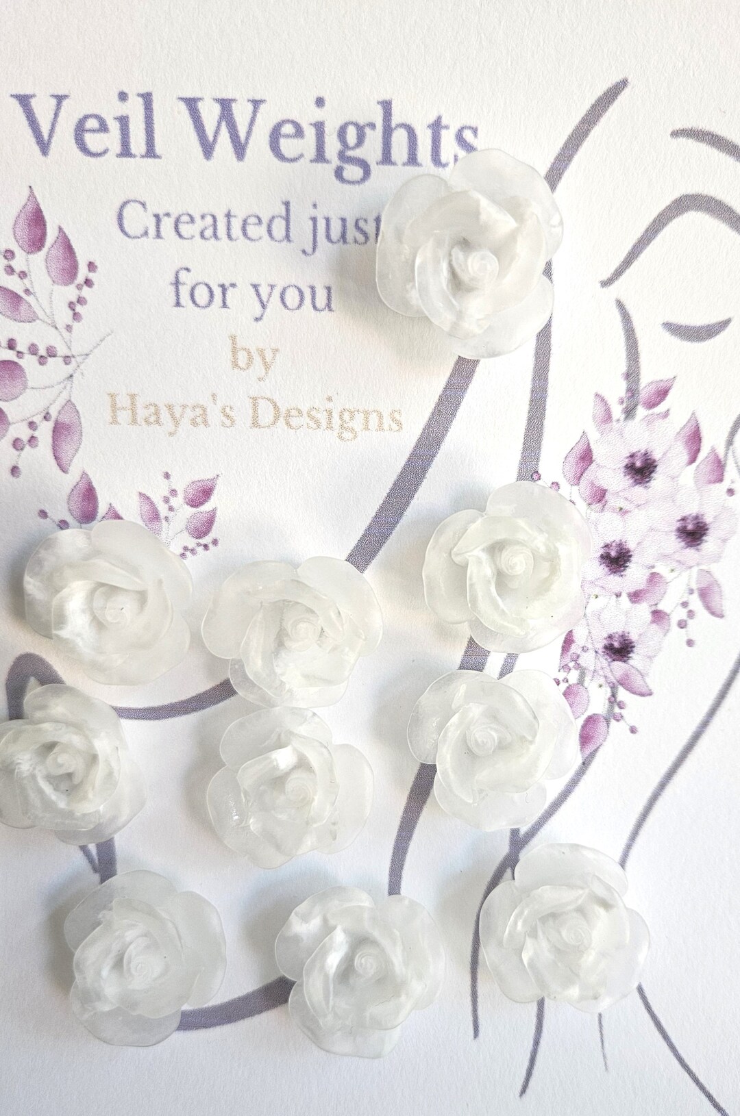 Veil Weights Cream White Floral Rose Veil Weights Bridal Etsy