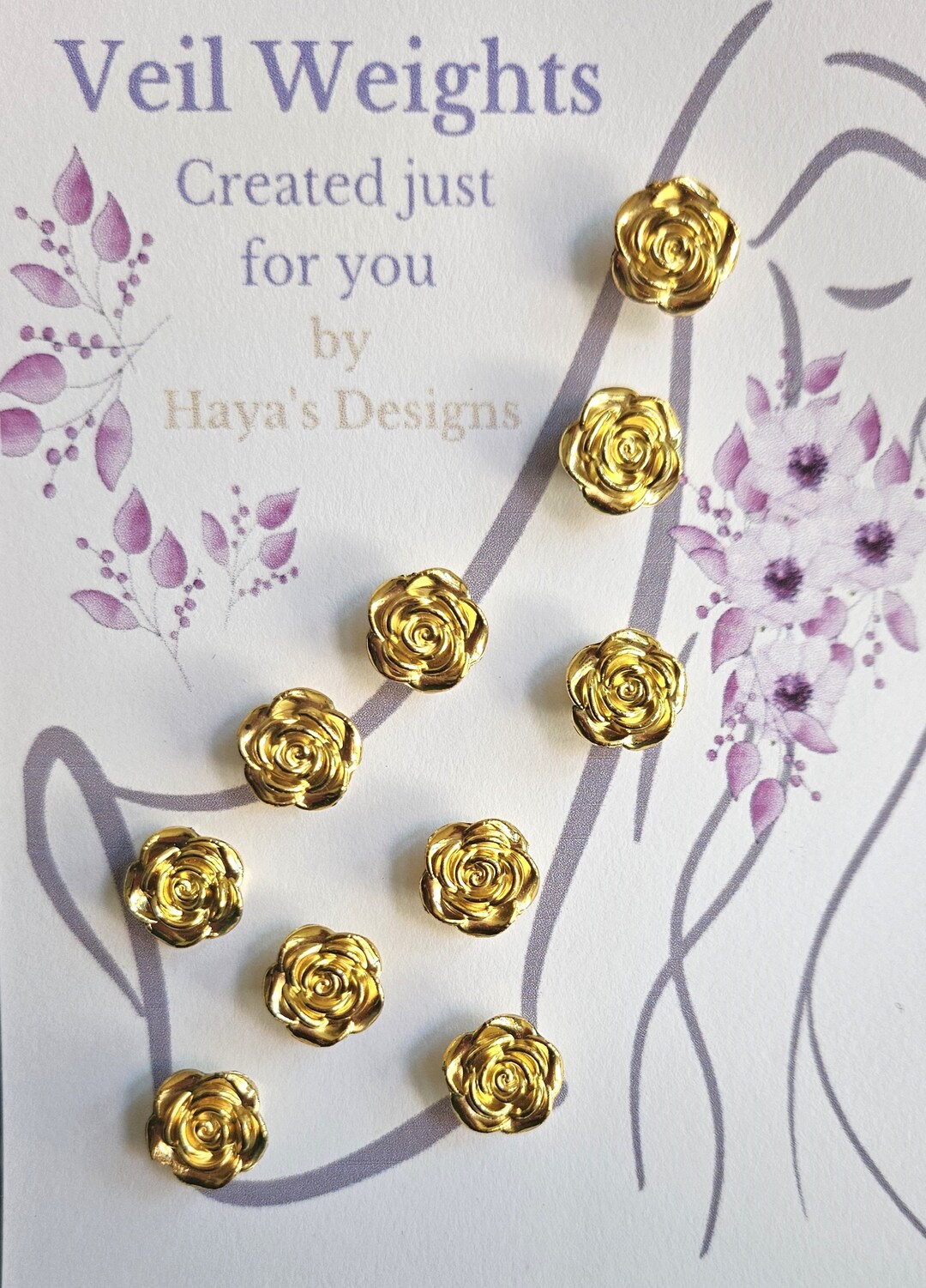 Veil Weights Gold Rose Bridal Elegant Wedding Wedding Etsy