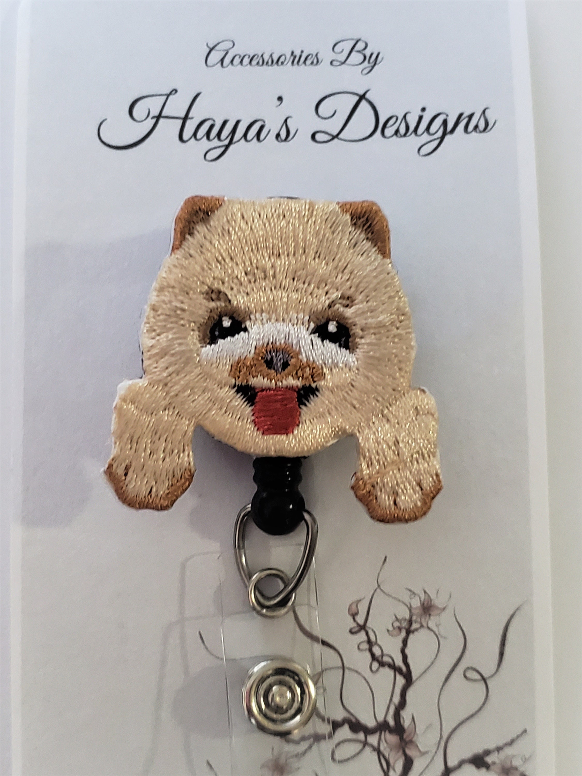 Pomeranian Dog Breed Heart Lanyard Retractable Reel Badge ID Card Holder 