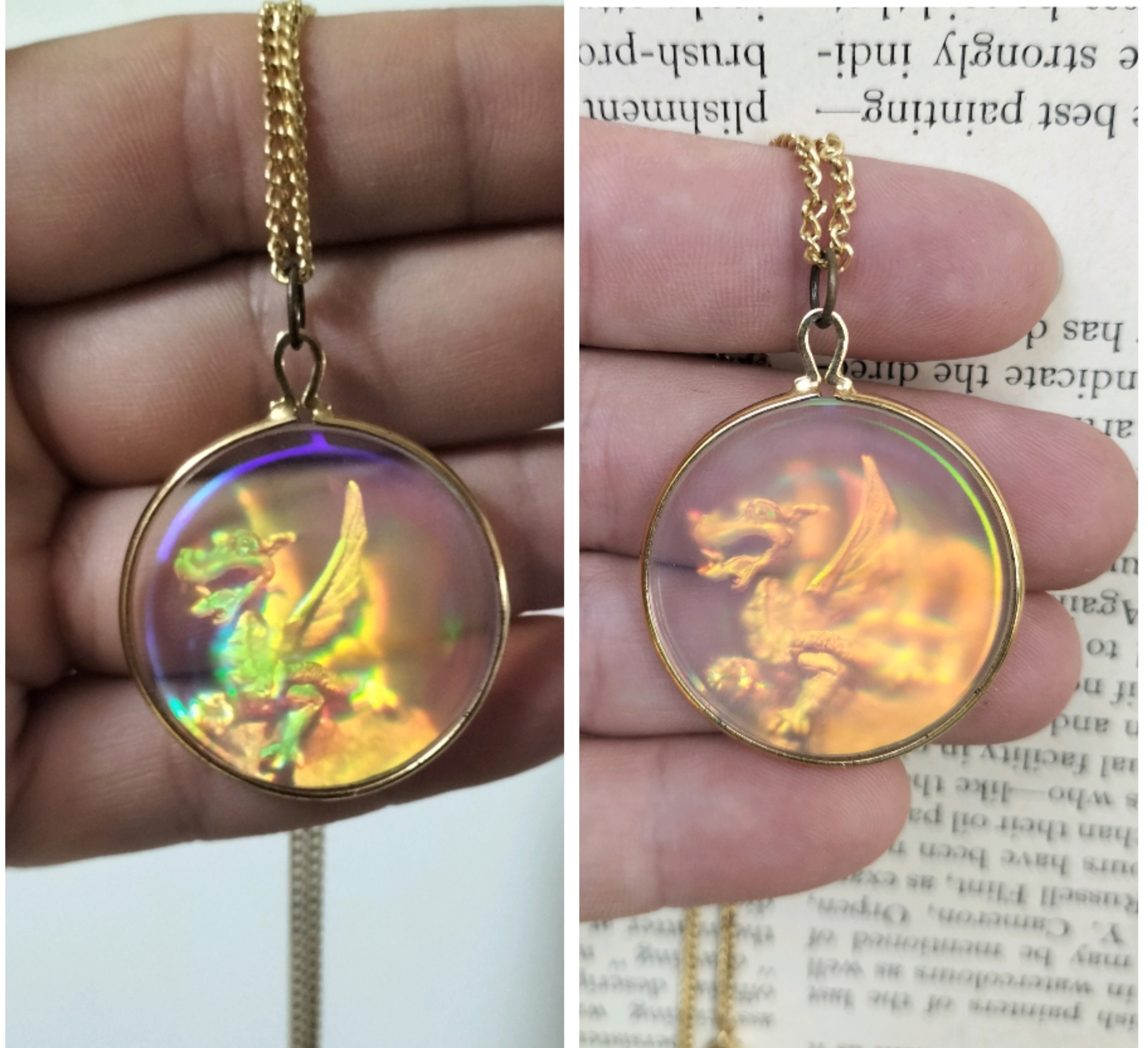 Gold hologram necklace sale