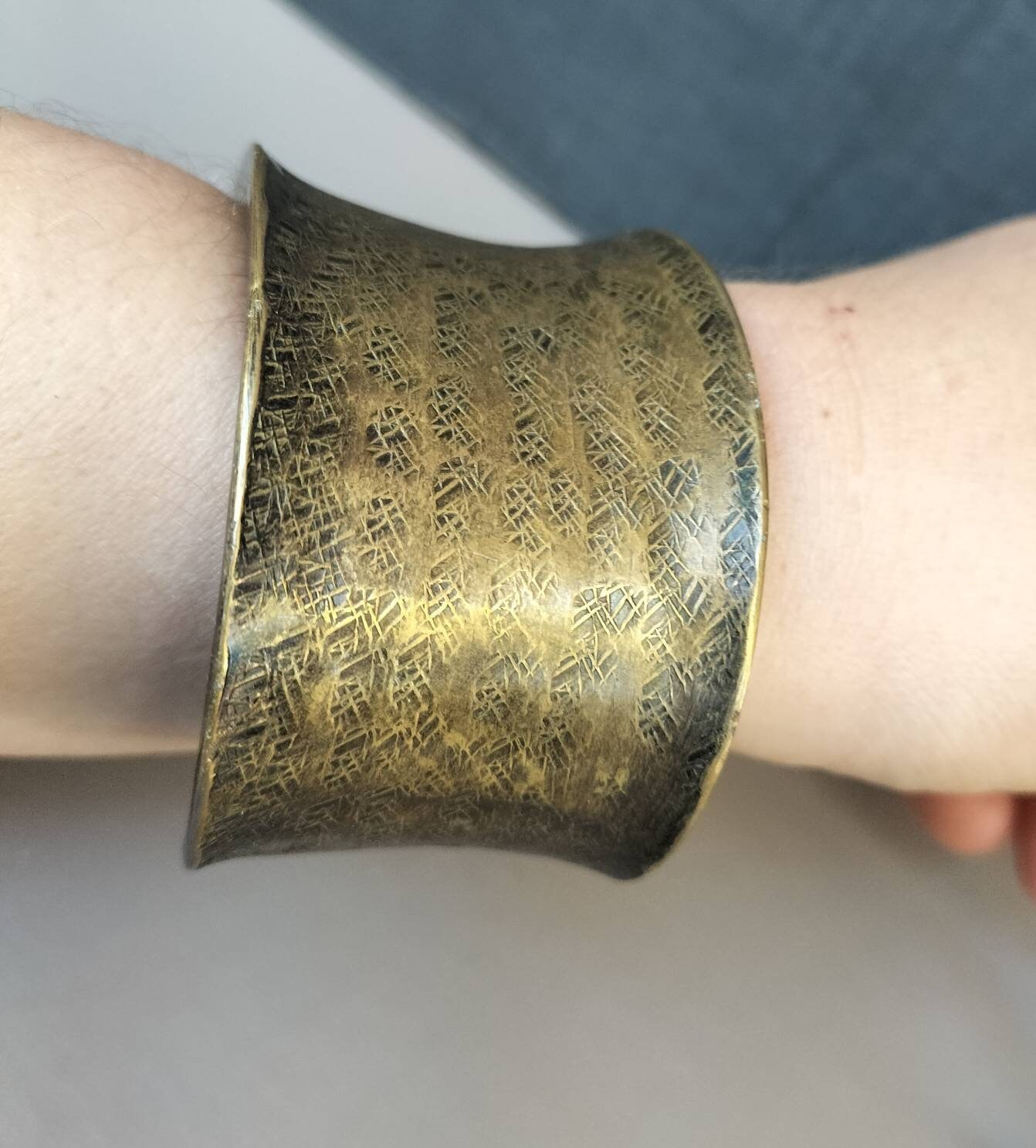 Vintage Brass Bracelet Cuff Etched Wide Solid Etsy Australia