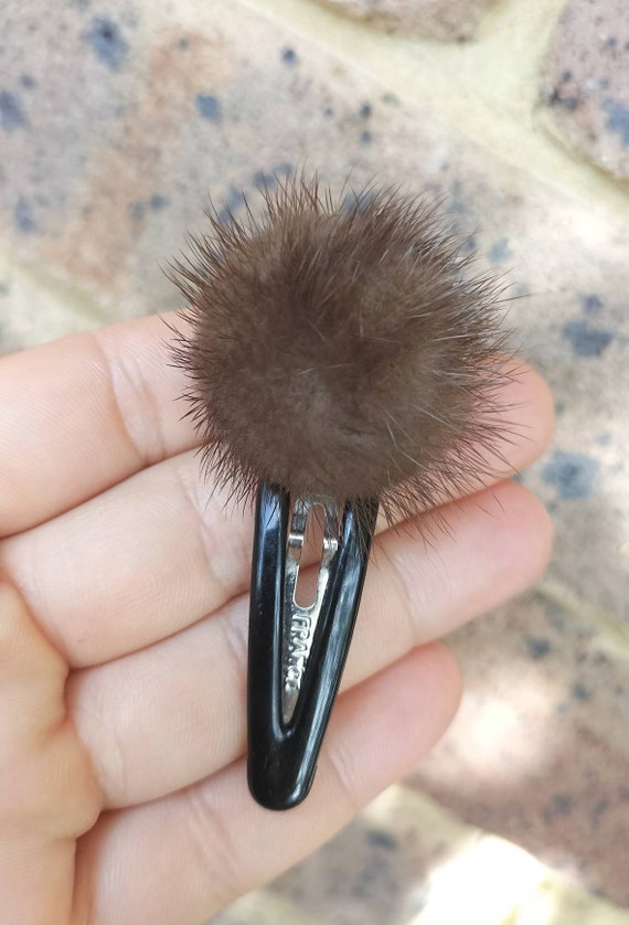 Vintage Hair Clip Hair Pin Made in France Real Mink Fur 