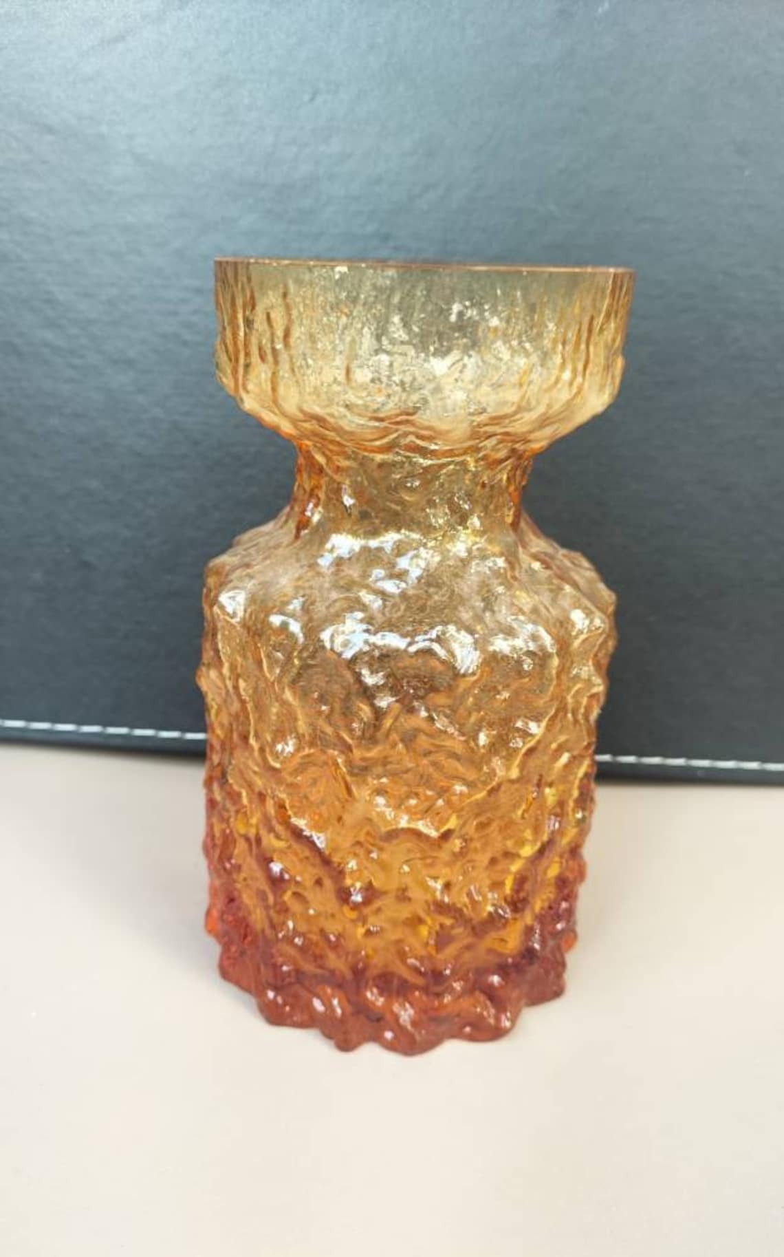 Amber Glass Vase Vintage Mid Century Modern Oberglas Vase Etsy