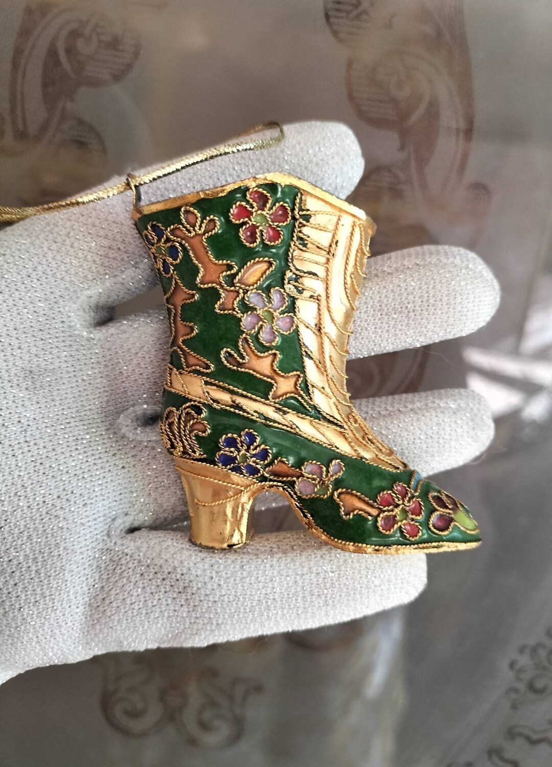 Vintage Cloisonne Shoe Boot Ornament Christmas Ornament Etsy