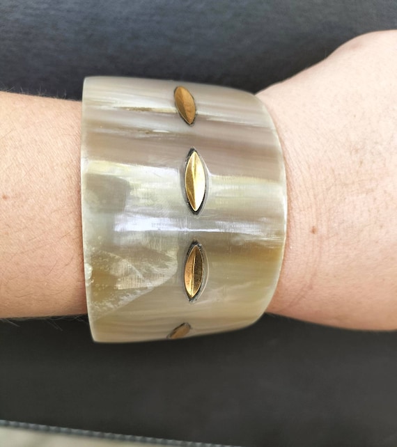 Vintage Buffalo Horn Bone Wide Bracelet Bangle Horn Cuff - Etsy