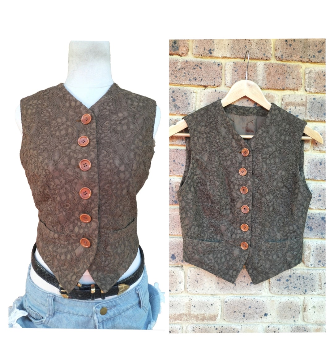 Vintage Dolce Gabbana 90s Lace Lined Waistcoat Vest Size Etsy