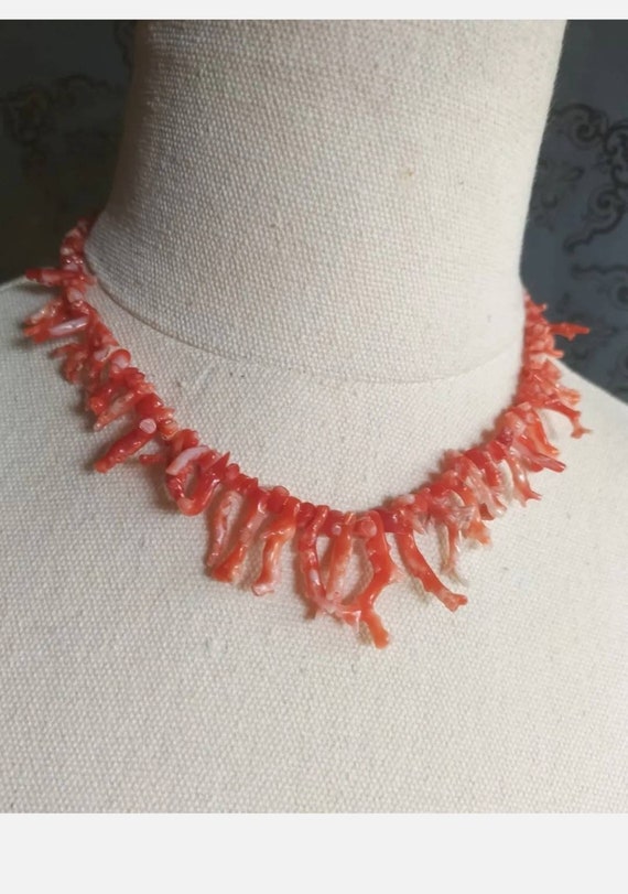 Coral branch necklace with - Gem