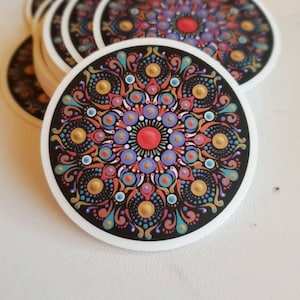 Jewel Colorway Dot Mandala Sticker - clear background sticker - original artwork