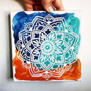 White Mandala 8x8 Canvas Art: Abstract Boho Wall Decor