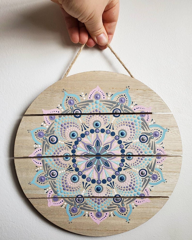 Dot Mandala 10 Round Wood Wall Hanging Boho Decor Wall Etsy