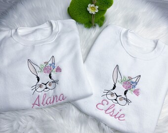 Personalised Easter Jumper | Easter Bunny | Bunny Bow | Jumper Embroidered Sweatshirt